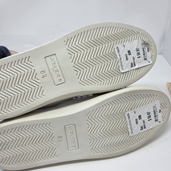 J/Slides Tennisshoes Women's 8.5 White Leather CeCe Studded Pearl Slip-On Medium - Picture 7 of 8